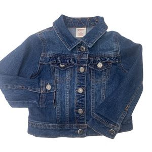 Arizona Jean Co Girls Size 2T Jean Jacket Blue Denim Ruffle Detail Snap Closure
